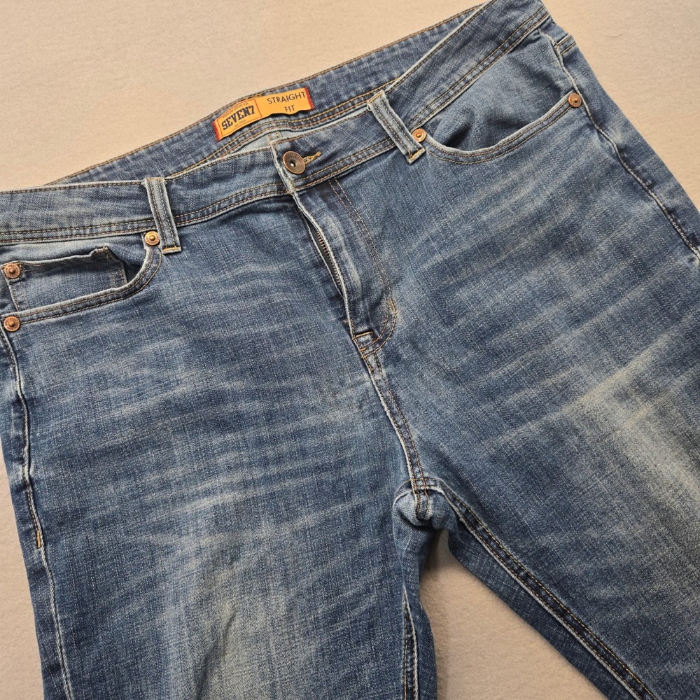 SEVEN7 Mens Straight Fit Blue Wash Denim Jeans W38 L30